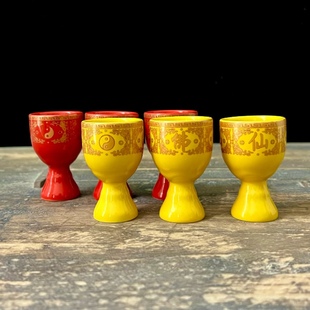 佛道仙酒杯供杯茶杯供奉陶瓷佛具道家仙家家用寺院祭拜红色装酒杯