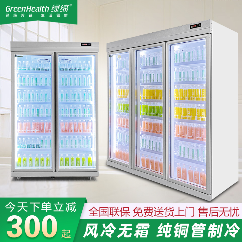 绿缔冷藏展示柜超市冷饮柜双门商用豪华饮料冷柜风冷全铜保鲜冰柜