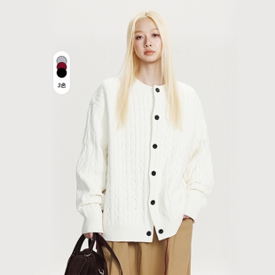 刺绣针织衫 毛衣中性风百搭情侣装 外套09 复古麻花针织开衫 潮牌美式
