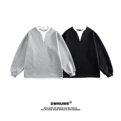 美式复古氛围感假两件拼接外套