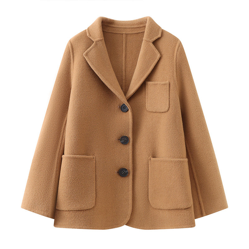 男童双面羊绒大衣韩版女童100%羊毛大衣大童西装毛呢外套秋冬新款