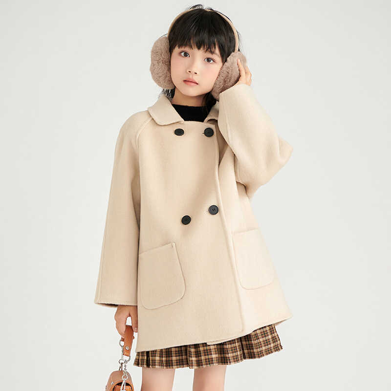 儿童双面羊绒大衣女童毛呢外套