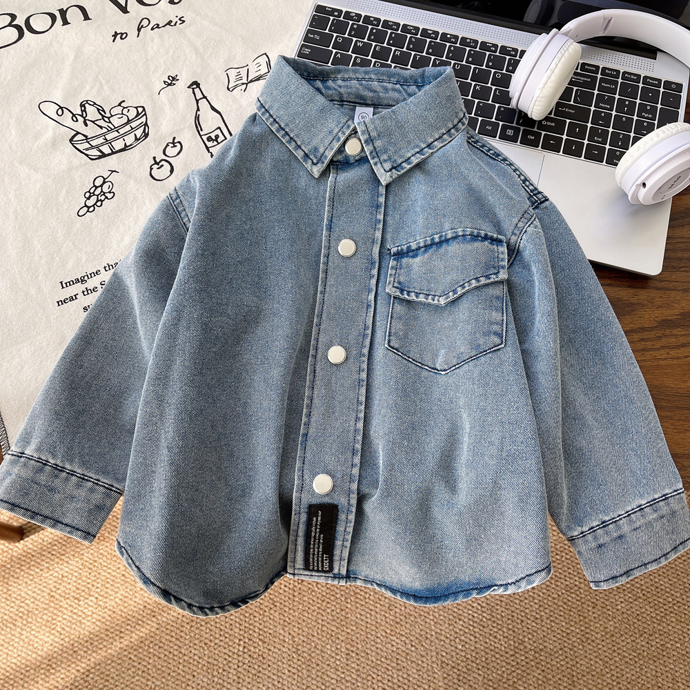 男童牛仔衬衫外套春秋款儿童上衣