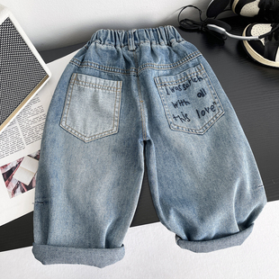 男童裤子春秋宽松儿童牛仔裤2026新款小男孩休闲裤柔软宝宝直筒裤