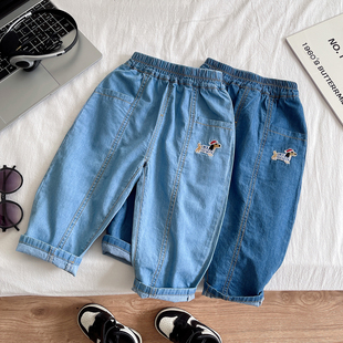 男童夏季裤子2025新款儿童牛仔裤薄款宝宝夏天防蚊裤小童透气长裤