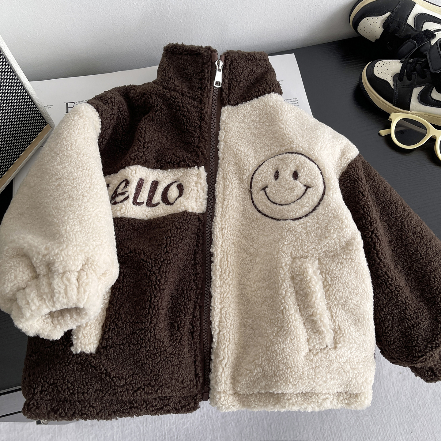 男童加绒外套冬季加厚羊羔绒上衣