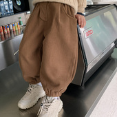 一体绒保暖宝宝灯芯绒长裤 冬季 潮 子秋冬儿童加厚休闲裤 男童加绒裤