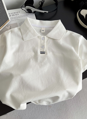 男童短袖polo衫夏季儿童白色纯棉t恤2025新款男孩薄款半袖上衣潮t