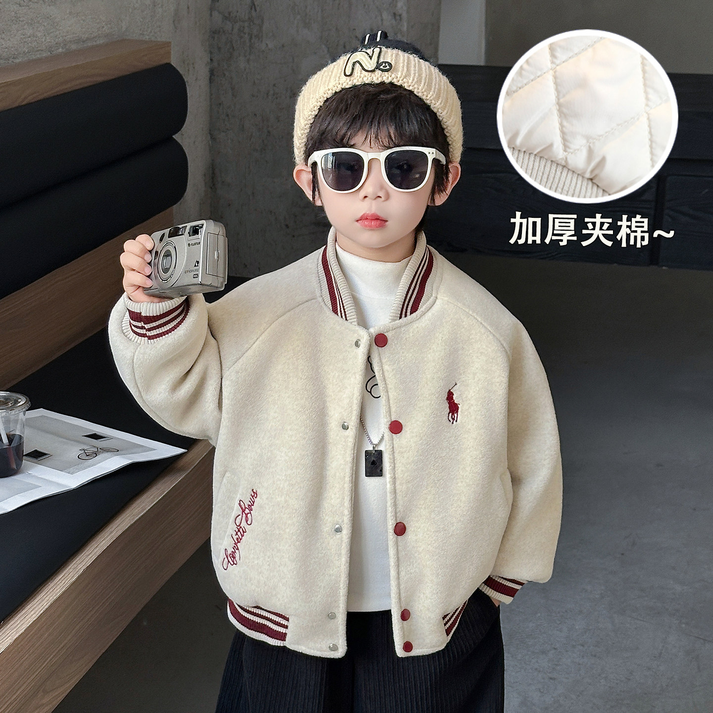 男童夹棉外套冬季儿童加厚棒球服帅气宝宝冬季夹克上衣小男孩棉服,童装/婴儿装/亲子装,普通外套,淘宝优惠券,粉丝福利购,淘宝优惠卷