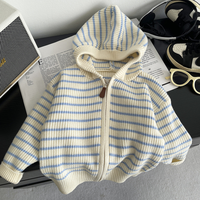 韩系儿童毛衣开衫秋冬连帽毛线衣