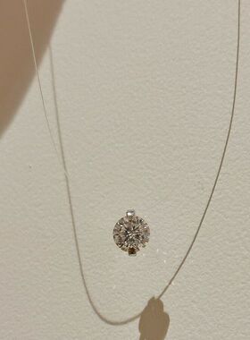 日韩极简隐形巨闪单钻项链锁骨链人鱼之泪鱼线小吊坠颈链女生跨境