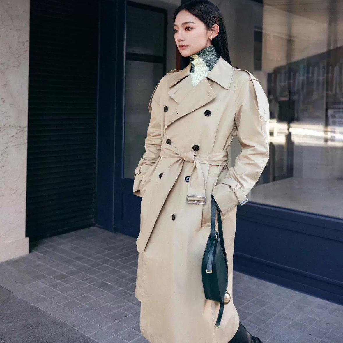 十四姐姐高端女装英伦风短中长款风衣外套棉防水双排扣过膝春秋冬