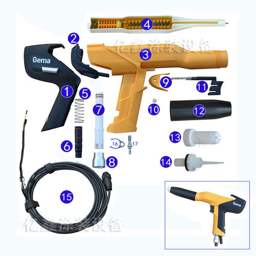 金马GM04静电喷枪配件枪后盖支架粉管接头放电针扁喷嘴枪壳开关