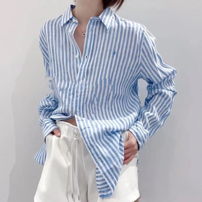 男女同款亚麻宽松休闲长袖衬衫