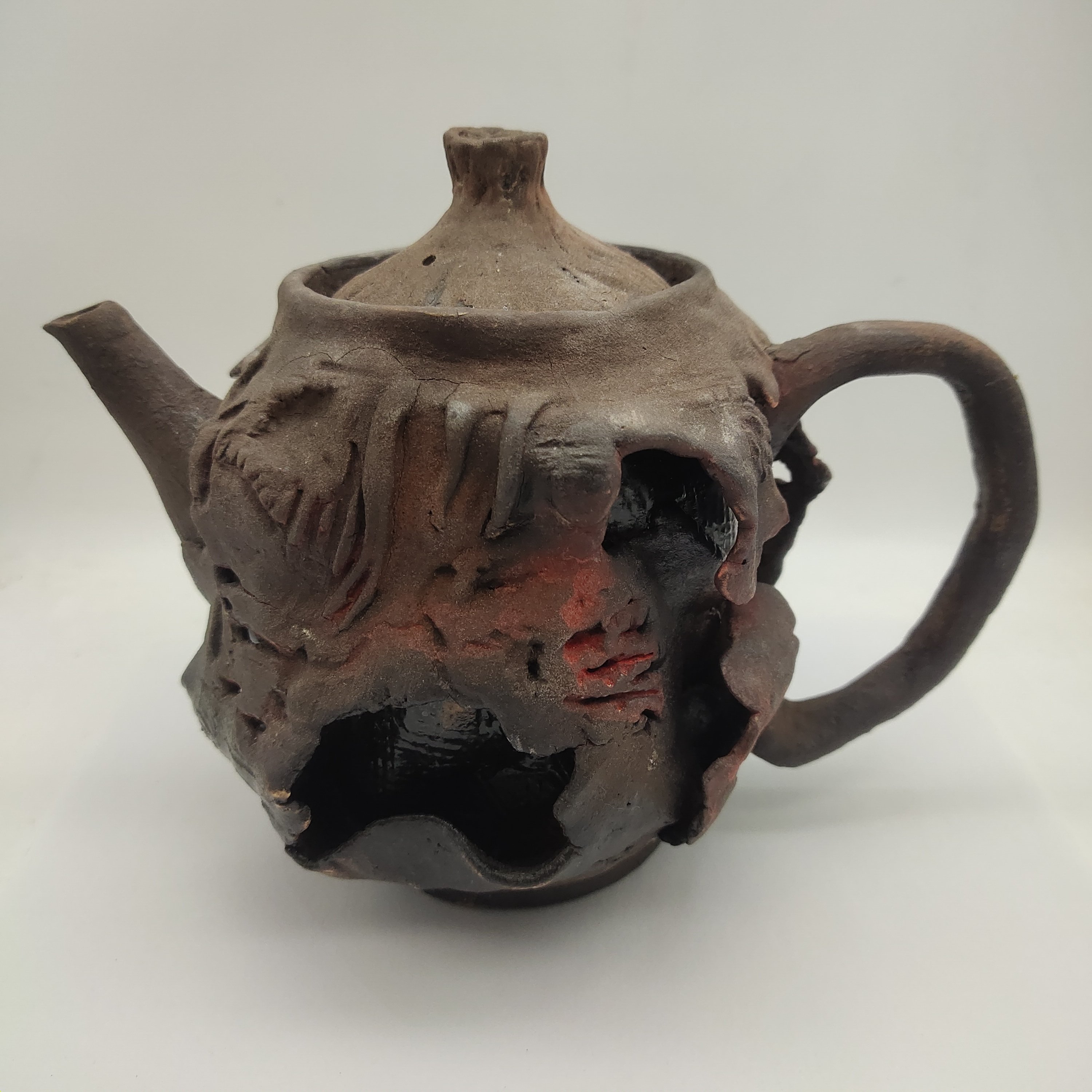 茶道茶器茶具复古手捏侘寂风志野烧南蛮烧柴烧废土风单耳壶