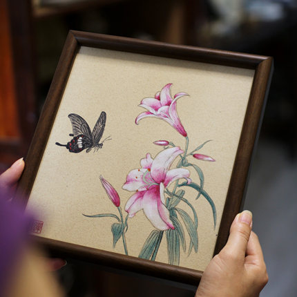 蝉心亭陶瓷瓷板画景德镇手绘新中式文人挂画茶空间装饰画茶道配件