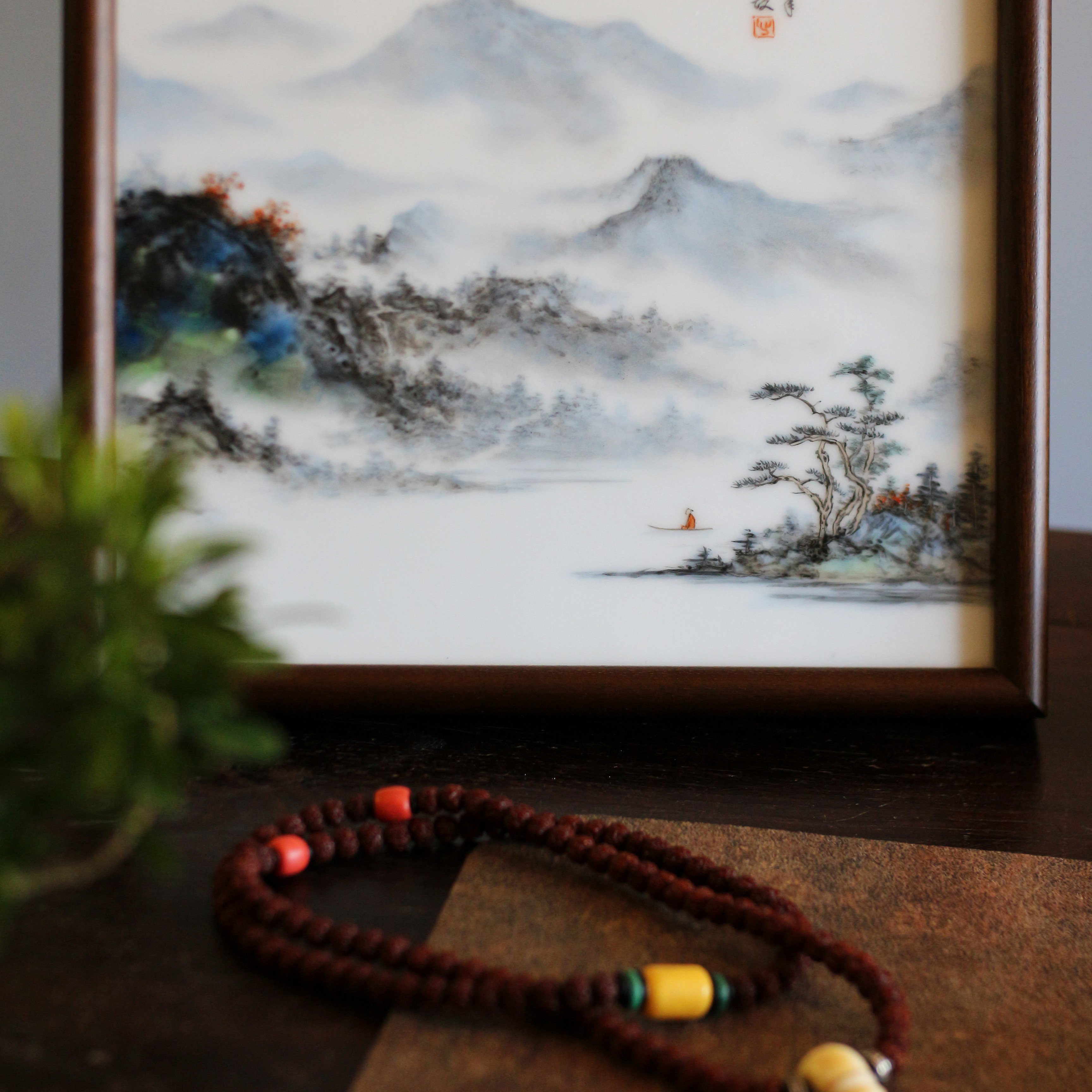 景德镇应治政手绘山水瓷板画