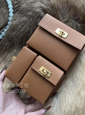 MultiPocket to go多功能口袋小背包 金棕色Epsom皮 手工斜挎包