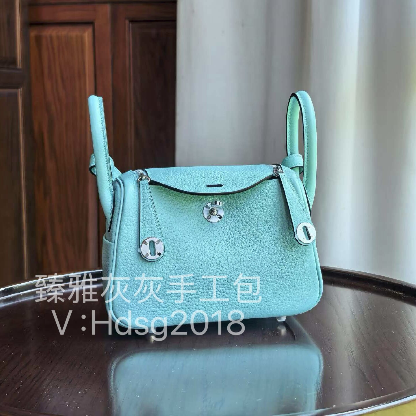 Mini琳迪包20 马卡龙蓝Tc颗粒小牛皮 全手工制作斜挎包