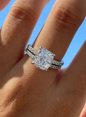 s925银冰花切锆石婚戒女款