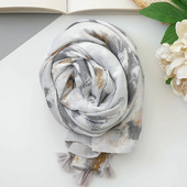 疏风淡月 百搭文艺淡雅灰春夏丝巾海边披肩 素色晕染感棉麻围巾女