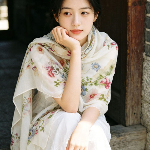 如花在野，文艺森系，围巾披肩