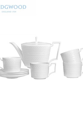 Wedgwood Intaglio 浮雕1大壶4杯(220ml)4碟 骨瓷茶具套装