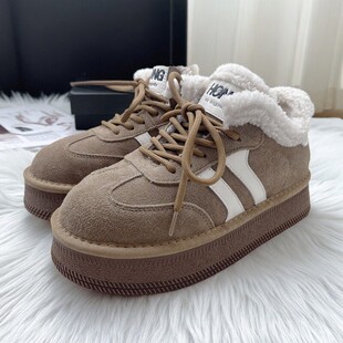 红蜻蜓冬季女鞋休闲厚底加厚绒雪地靴保暖女棉靴真皮CD52095021R