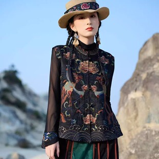 实拍新中式国风刺绣前短后长马甲女云南民族风重工绣花背心坎肩