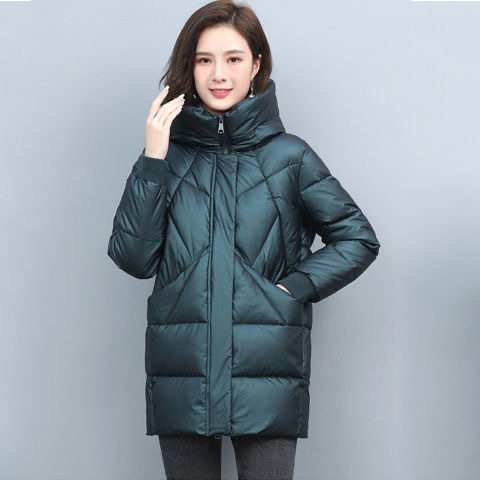 连帽棉衣女中长款2025冬装时尚新款加厚棉袄大码韩版保暖棉服