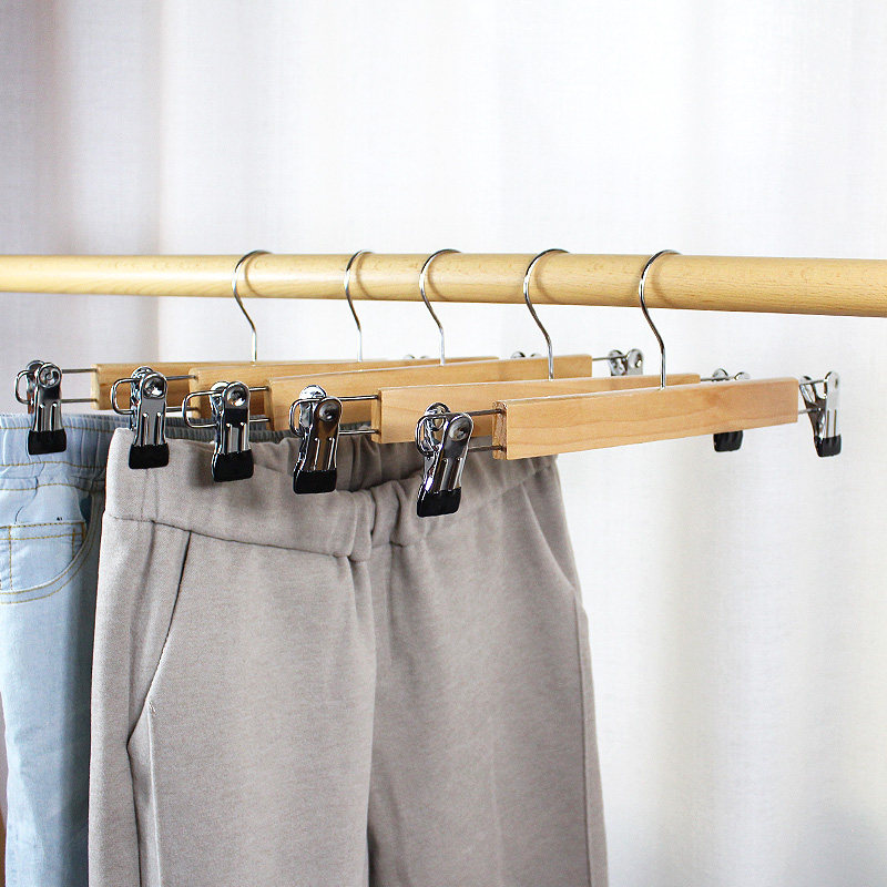 原木防滑木裤夹牛仔裤夹服装店裤架裙夹实木带夹晾晒衣架西装裤夹