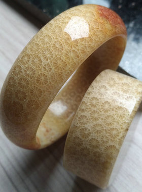 小乔珊瑚玉56圈蕾丝花橘红色手镯