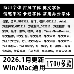 办公wps字体包 word方正小标宋仿宋GB2312华文楷体电脑素材库下载