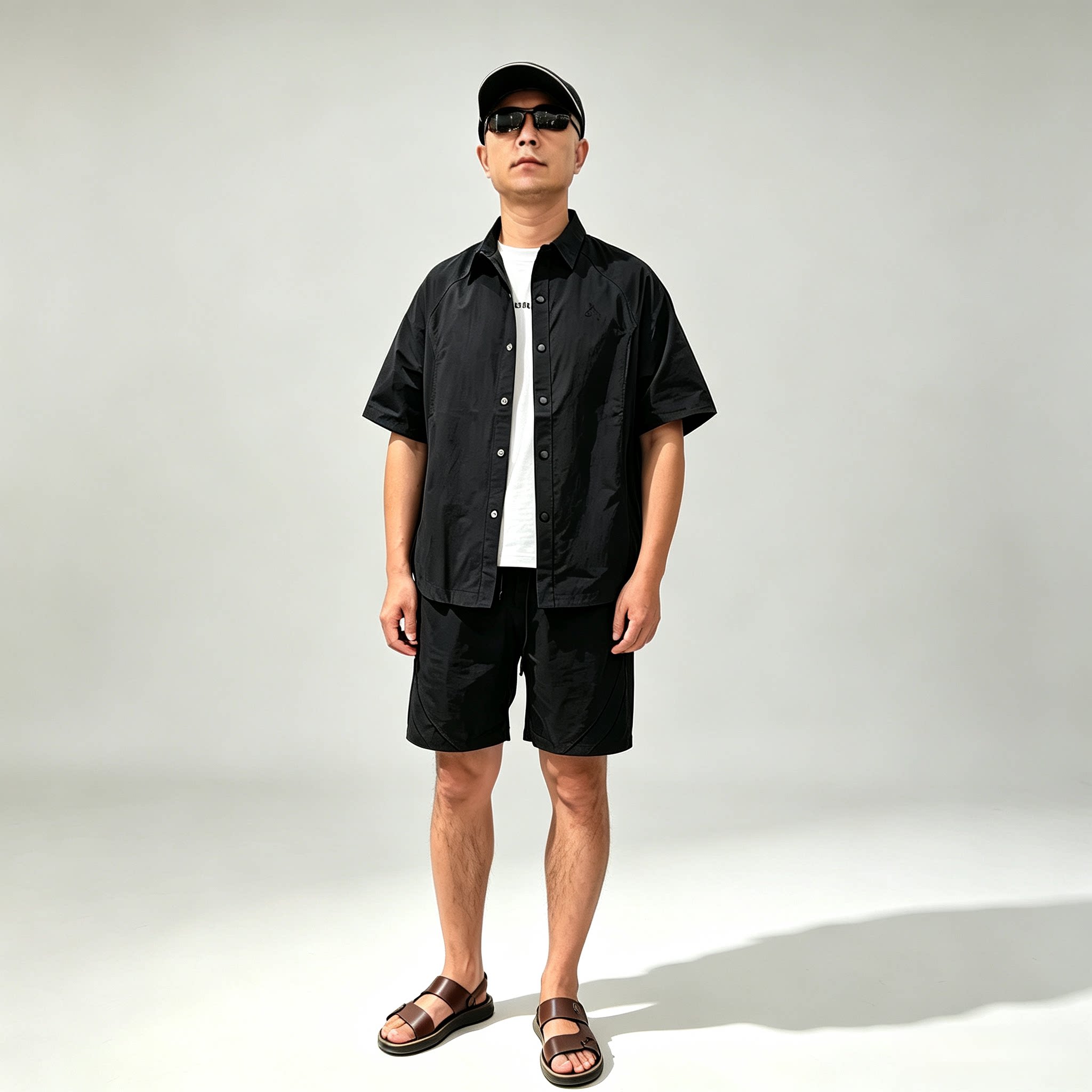 夏季男士薄款透气工装两件套