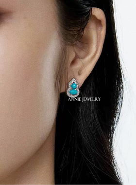 AnnieJewelry镶钻松石葫芦耳钉