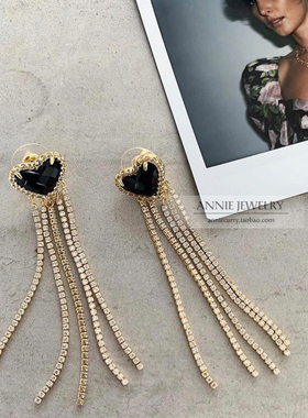 AnnieJewelry爱心镶钻流苏耳环