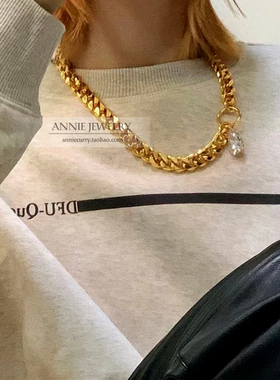 AnnieJewelry古巴链水滴坠项链