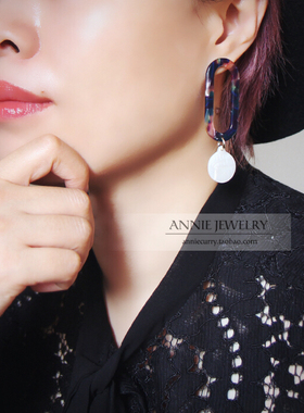 AnnieJewelry树脂花纹耳环