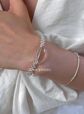 Annie Jewelry 超仙清冷感白水晶编织链 弯管银珠葫芦坠手链 两款