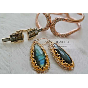 Annie Jewelry鬼才设计欧美范 质感镶钻镂空弹力双层开口造型手镯