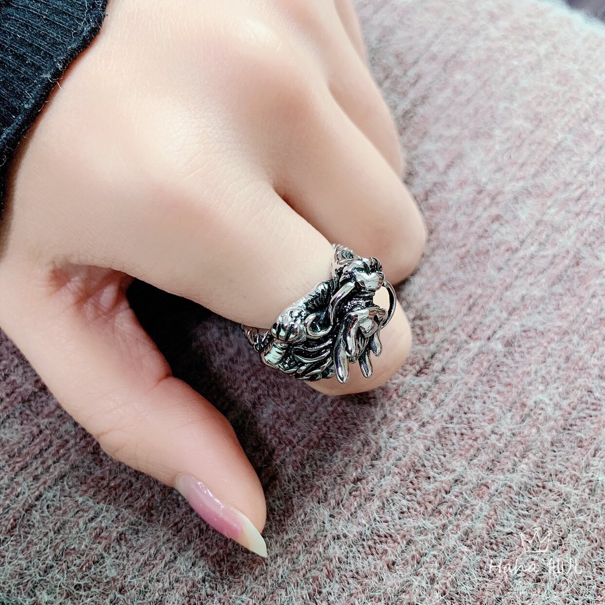 霸气龙形戒指个性钛钢男士单身戒嘻哈龙头戒盘龙介子男生尾戒潮牌