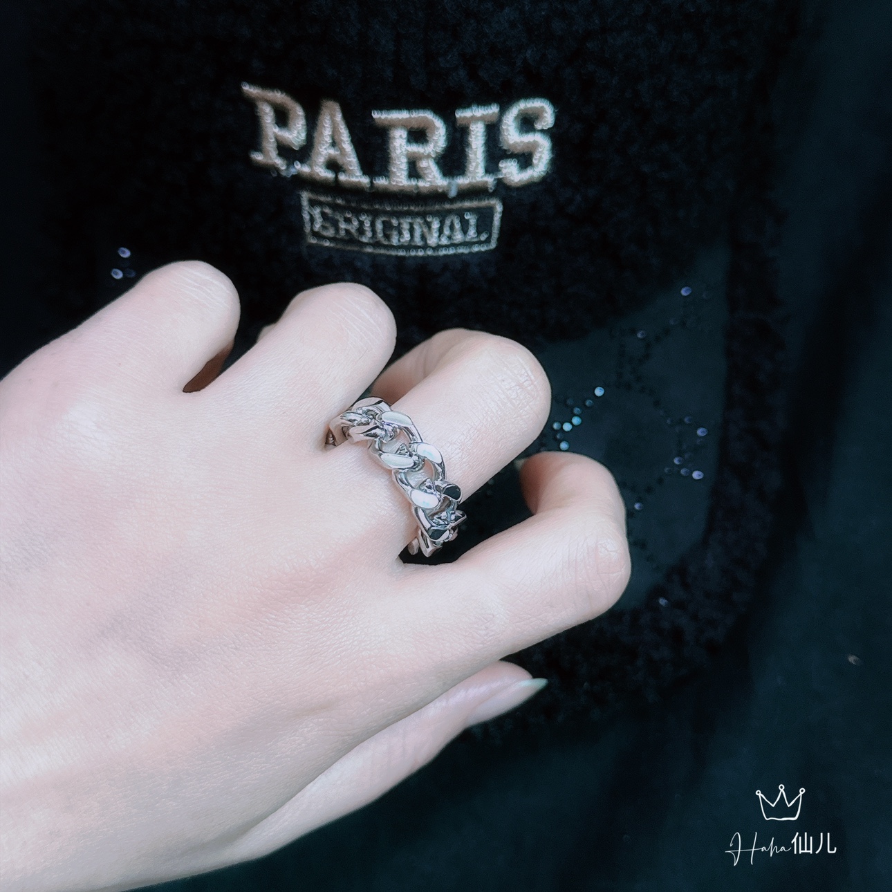 欧美潮流时尚金色粗链条钛钢戒指男士指环个性男生食指戒大码介子