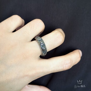 欧美潮流复古童军花十字钛钢戒指男潮高级感食指戒小众百搭不掉色