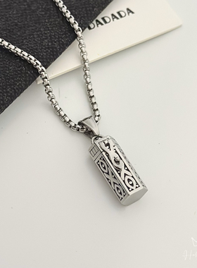 可打开空心吊坠钛钢项链男不掉色