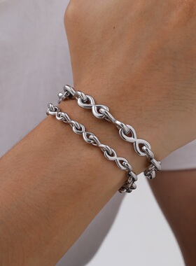 男钛钢简约8字无限循环手链百搭