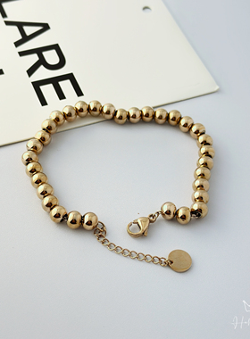金晨同款马上暴富玫瑰金圆珠钛钢手链女简约百搭气质手饰闺蜜礼物