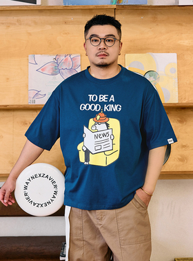 250gGEEEKPANDA加肥加大宽松大码男圆领马年短袖卡通休闲T恤9294