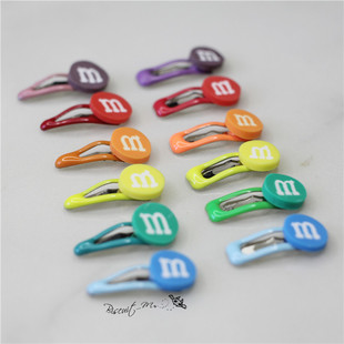 BJD娃娃迷你发夹1/4分1/6分蓝绿色紫红色橙黄M豆巧克力豆发夹头饰