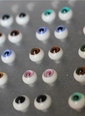 BJD娃娃8mm玻璃眼珠蓝绿色灰绿金沙星沙黑瞳1/8分12分娃仿真眼睛