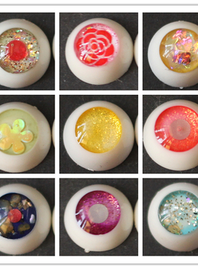 BJD娃娃眼珠12mm天蓝黄绿11mm棕黑色1/6分1/8分半树脂眼睛仿真眼